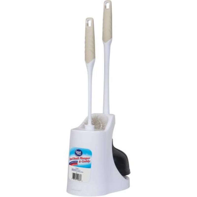 Great Value Bowl Brush Plunger and Caddy, White