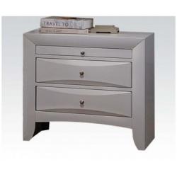 Acme Ireland 3-Drawer Nightstand in White with Pull-out Tray 21704