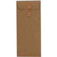 JAM Paper #10 4-1/8" x 9-1/2" Policy 100 Percent Recycled Button and String Envelopes, Brown Kraft Paper Bag, 25-Pack