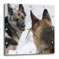 3dRose Playmates - German Shepherd in the Snow, Wall Clock, 13 by 13-inch