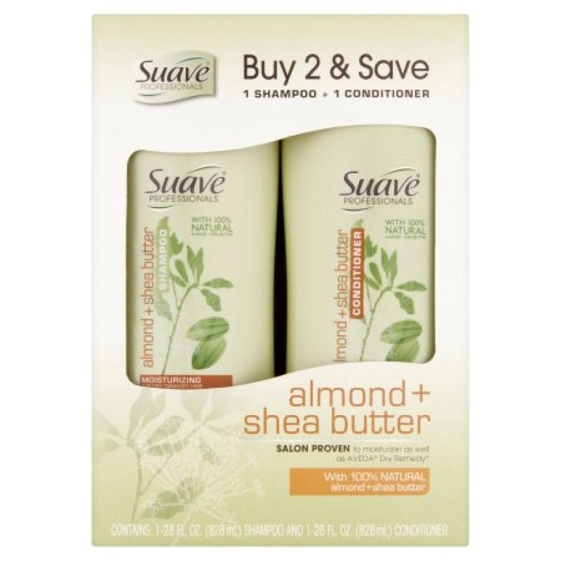 Suave Professionals Almond and Shea Butter Shampoo and Conditioner 28 oz, Pack of 2