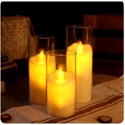 6Pcs Led Flameless Electric Candles Lamp Acrylic Glass Battery Flickering Fake Tealight Candle Bulk for Wedding Christmas