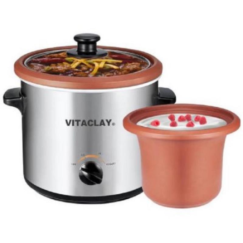 Vitaclay 2-In-1 Yogurt Maker/Personal Slow Cooker, 2 Qt