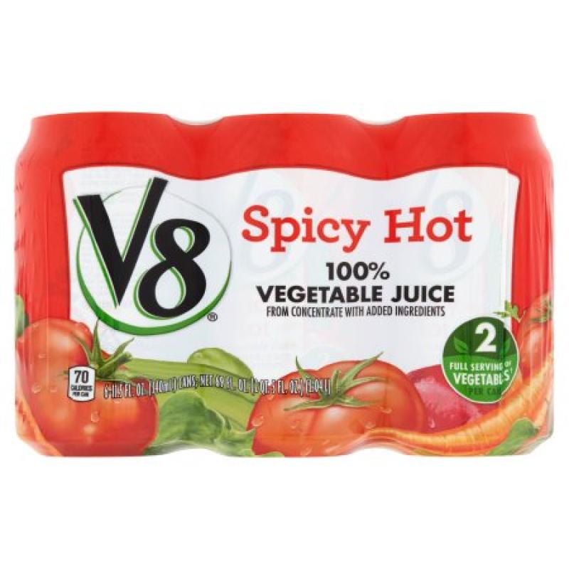 V8 Spicy Hot 100% Vegetable Juice 11.5oz 6 pack