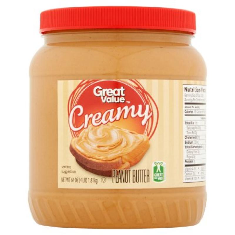Great Value Creamy Peanut Butter, 64 oz