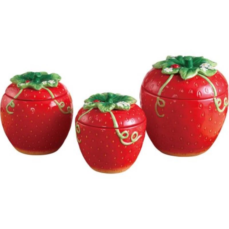 Strawberry 3-Piece Canister Set