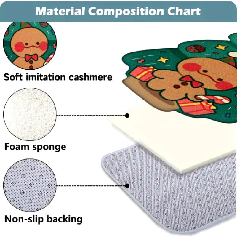 Gingerbread Kitchen Rugs Christmas Doormat Floor Mat With Gingerbread Man Non-Slip Bath Mats Doormats For Indoor Bedroom Front