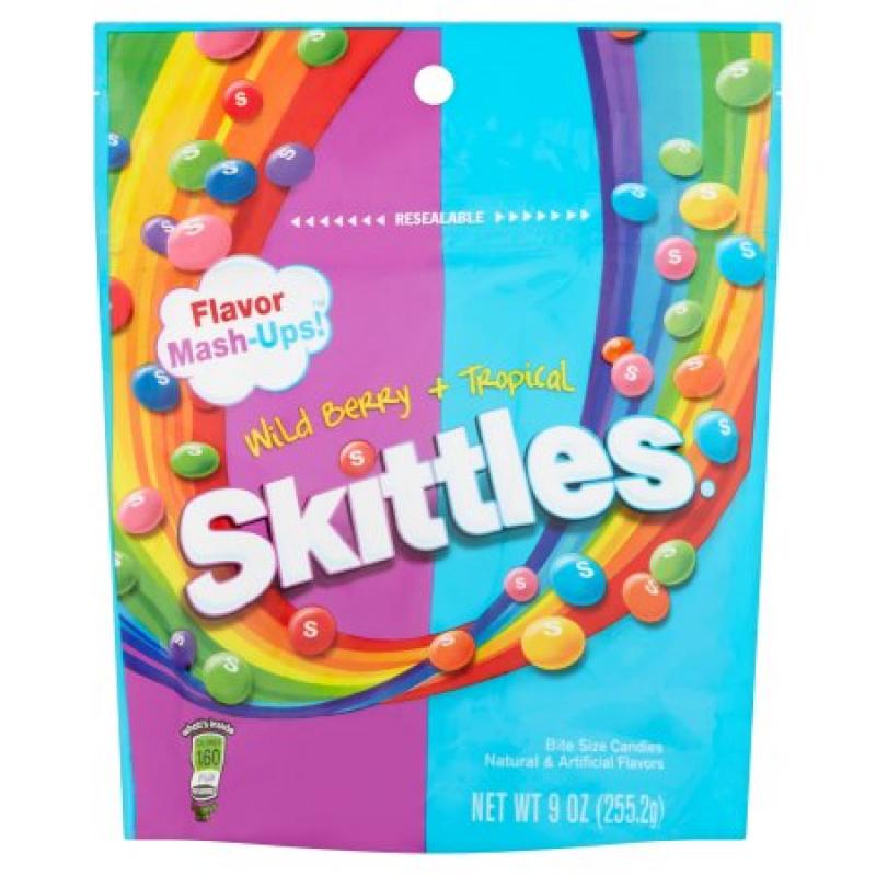 Skittles Flavor Mash-Ups! Wild Berry + Tropical Bite Size Candies, 9 oz
