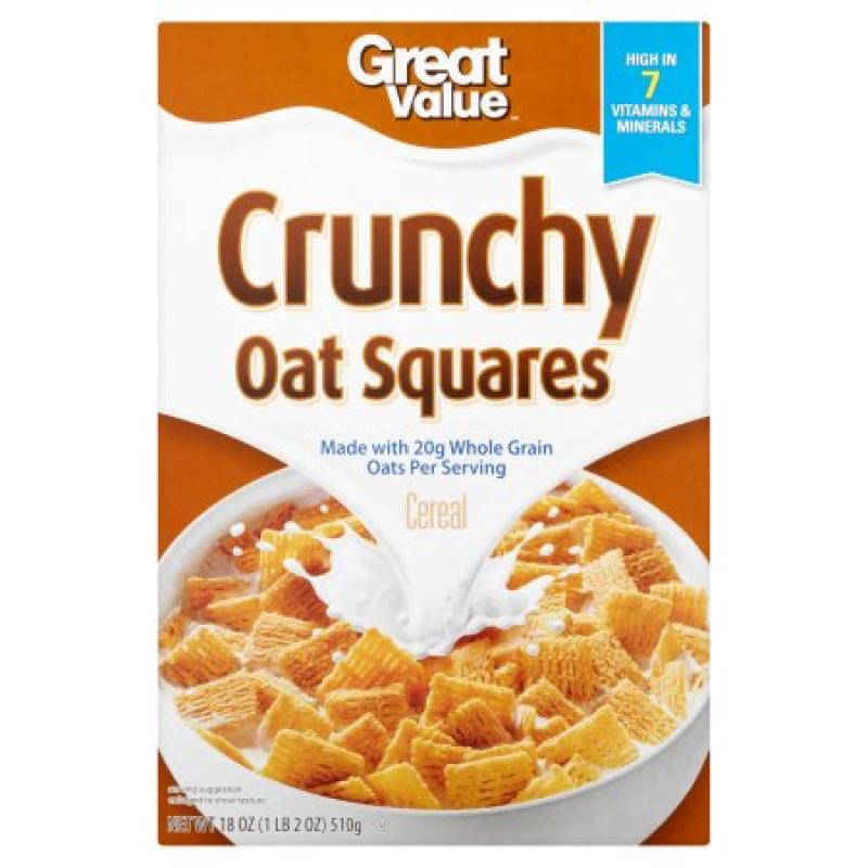 Great Value Crunchy Oat Squares Cereal, 18 oz