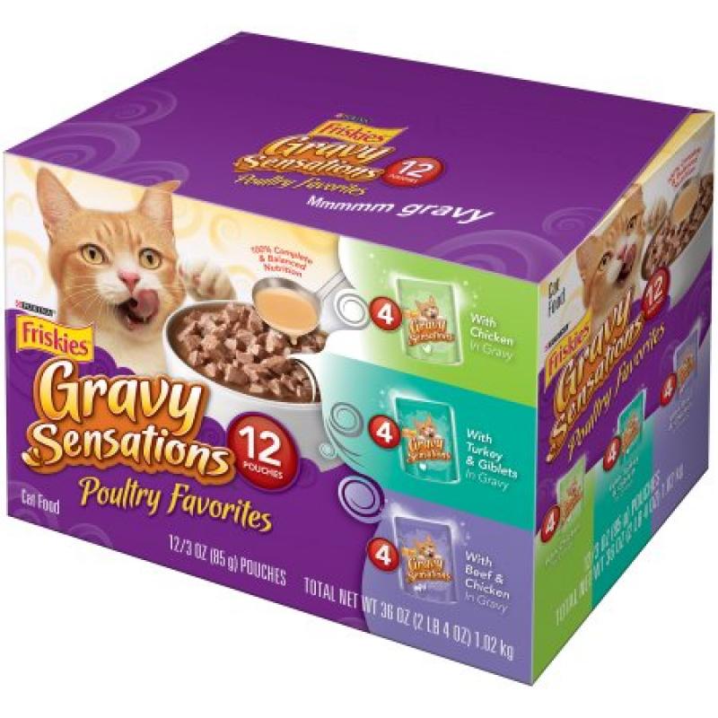 Purina Friskies Gravy Sensations Poultry Favorites Cat Food Variety Pack 12-3 oz. Pouches