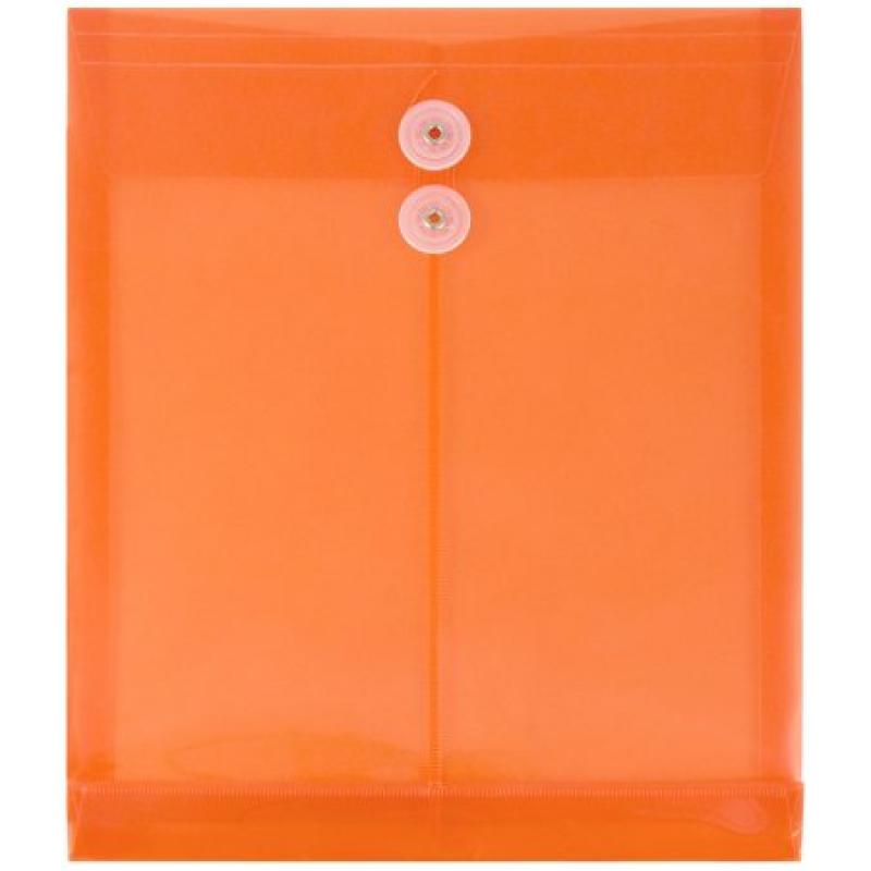 JAM Paper #10 5-1/4" x 10" x 1" Plastic Expansion Envelopes with Zip Closure, Clear, 12-Pack