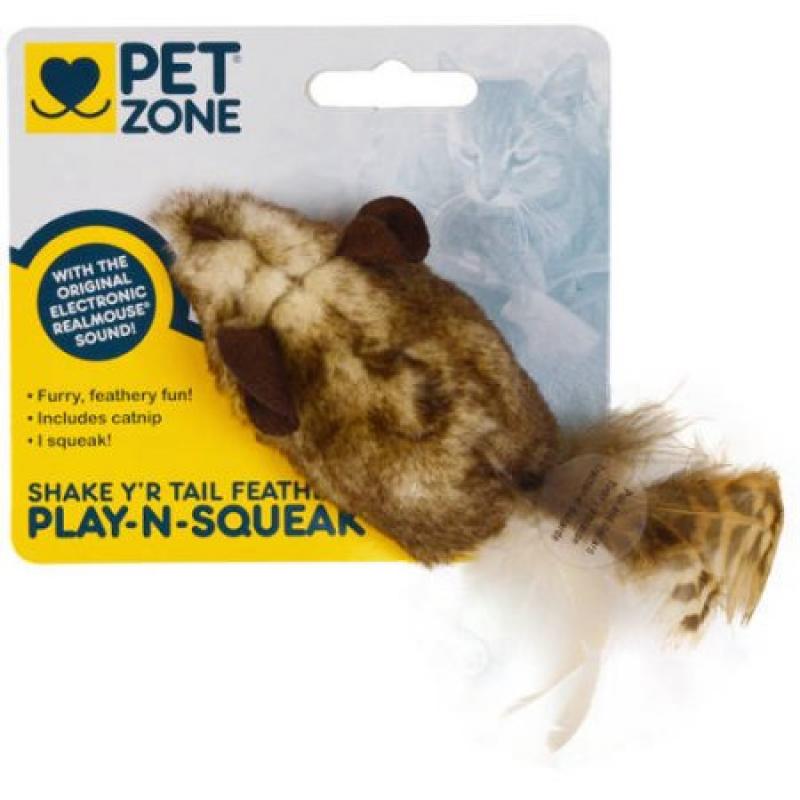 Pet Zone 1550012641 Shake Y&#039;r Tail Feather Play-N-Squeak Cat Toy