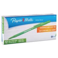 Paper Mate Ballpoint Stick Pen, Green Ink, Medium Point, Pack of 12