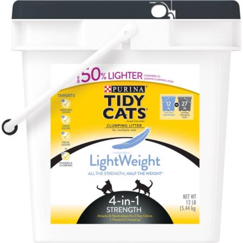Purina Tidy Cats Clumping Litter, LightWeight 4-in-1 Strength for Multiple Cats, 12 lb. Pail