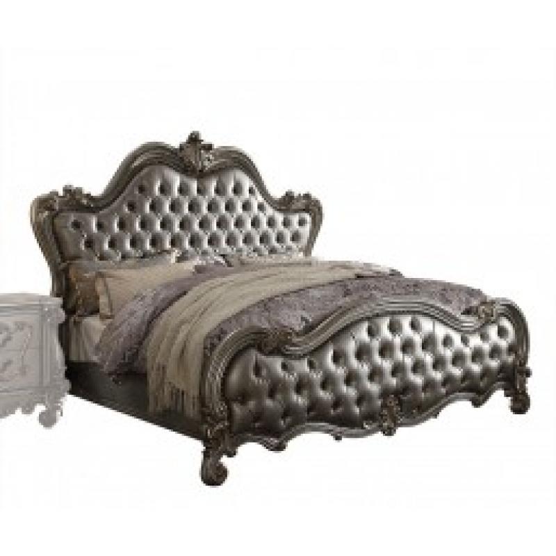 Acme Versailles 4pc Upholstered Bedroom Set in Antique Platinum