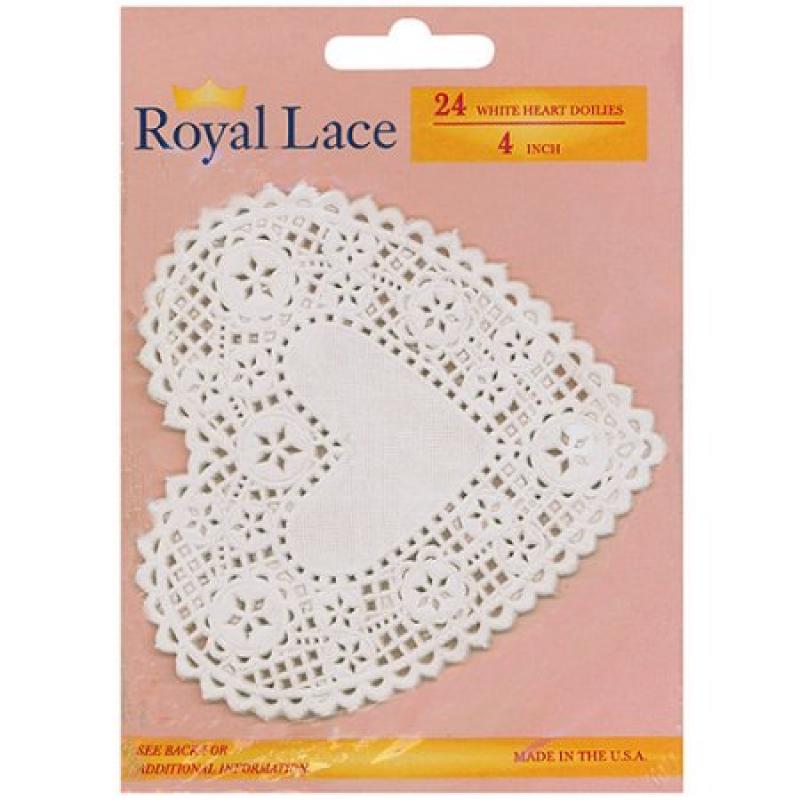Paper Doilies, 4", Heart, 24-Pack, White