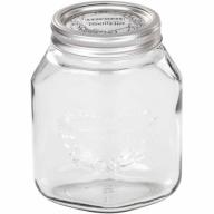 Leifheit Large 34 oz Glass Wide-Mouth Mason Jar for Canning, Set of 6, Transparent