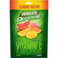 Halls Defense Assorted Citrus Vitamin C Supplement Dietary Supplement Drops, 80 count