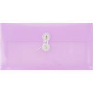 JAM Paper #10 Plastic Envelope with Button and String Tie Closure,4 1/8 x 9 1/2, Lilac Purple, 12/pack