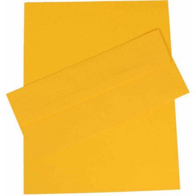 JAM Paper Brite Hue Business Stationery Sets with Matching #10 Envelopes, Yellow, 100-Pack