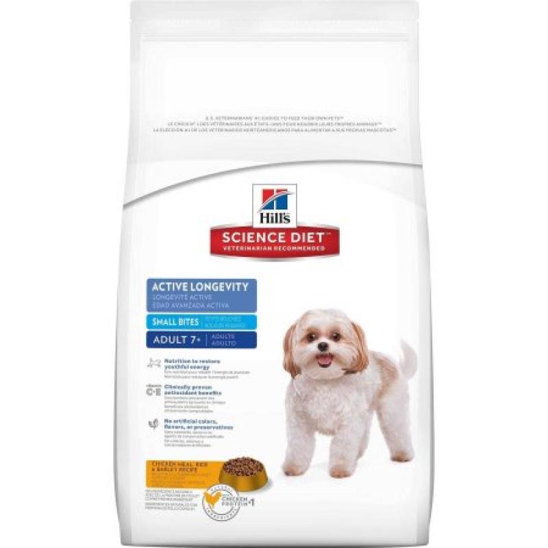 Hill&#039;s Science Diet Adult 7+ Active Longevity Small Bites Chicken Meal Rice & Barley Recipe Dry Dog Food, 33 lb bag