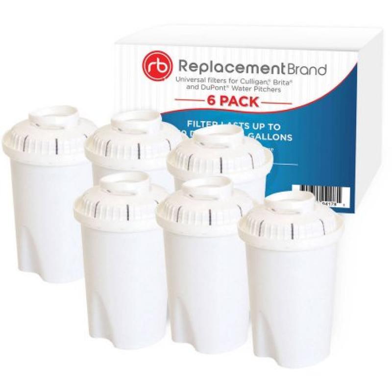 ReplacementBrand Universal Pitcher Filter, 6 Pack