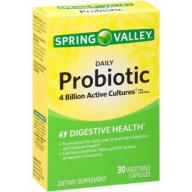 Spring Valley Daily Probiotic Dietary Supplement Vegetable Capsules, 30 count