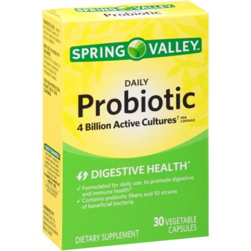 Spring Valley Daily Probiotic Dietary Supplement Vegetable Capsules, 30 count
