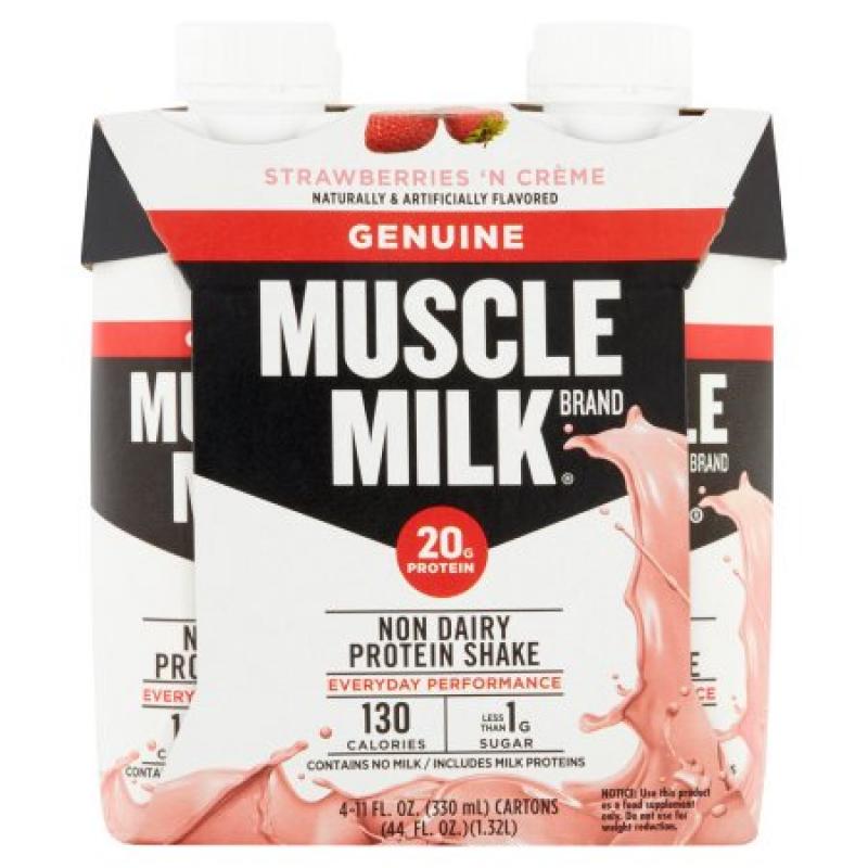 Muscle Genuine Milk Strawberries &#039;N Crème Non Dairy Protein Shake 4 x 11fl oz