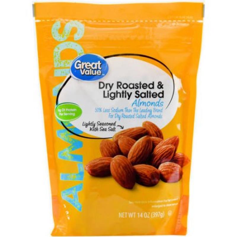 Great Value Dry Roasted & Lightly Salted Almonds, 14 oz