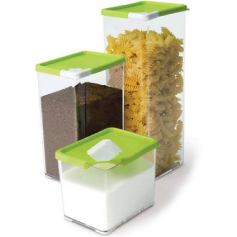 Handy Gourmet Jb7793 Set of 3 EZ Pour Containers, Clear and Green and White