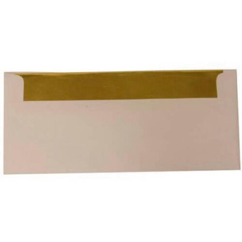 JAM Paper #10 4-1/8" x 9-1/2" Foil-Lined Envelopes, White with Gold, 50-Pack