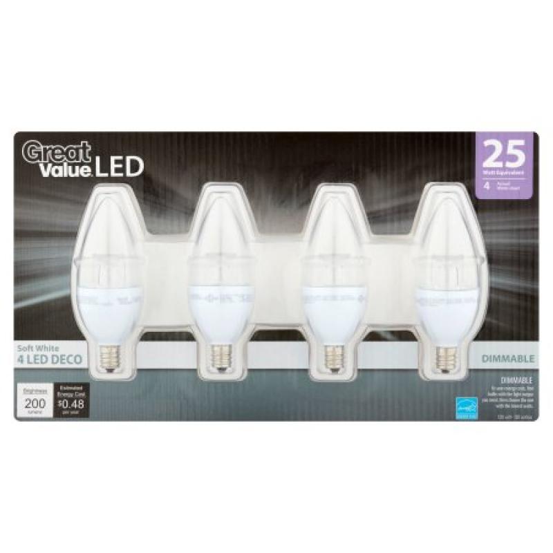 Great Value Soft White 4 LED Deco