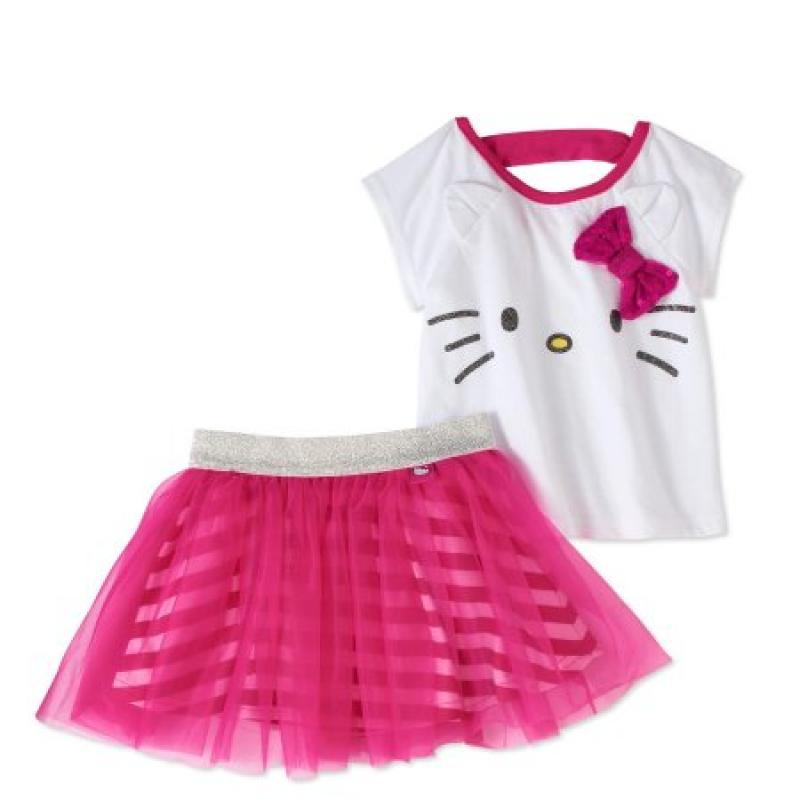 Hello Kitty Toddler Girls&#039; Short Sleeve Tee and Skirt Set