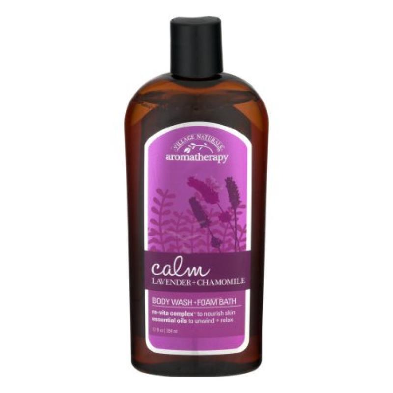 Village Naturals Aromatherapy Calm Lavender + Chamomile Body Wash + Foam Bath, 12 fl oz