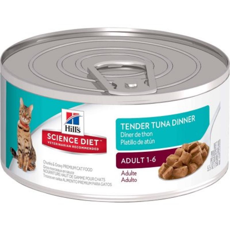 Hill&#039;s Science Diet Adult Tender Tuna Dinner Chunks & Gravy Canned Cat Food, 5.5 oz, 24-pack