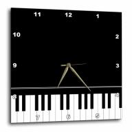 3dRose Black piano edge - baby grand keyboard music design for pianist musical player and musician gifts, Wall Clock, 13 by 13-inch