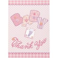 Pink Stitching Baby Shower Thank You Notes, 8pk
