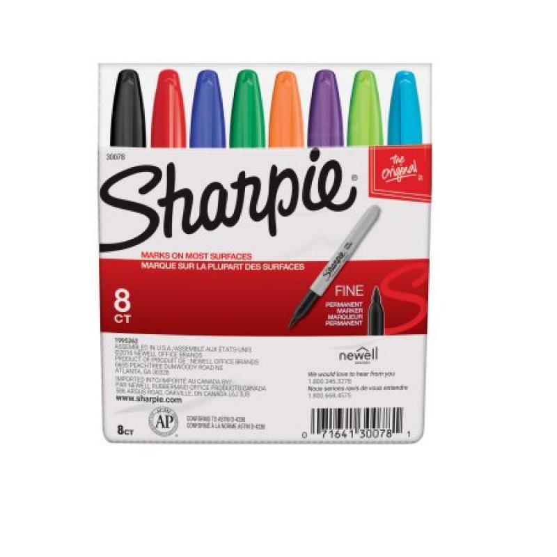 Sharpie Permanent Markers, Fine Point, Assorted