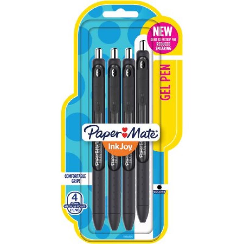 Paper Mate InkJoy Gel Pens, Medium Point, Black, 4-Pack