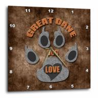 3dRose Great Dane Dog Love Dog Breed in Gray and Brown, Wall Clock, 13 by 13-inch