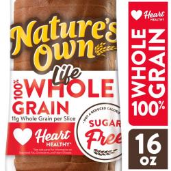 Nature’s Own Life 100% Whole Grain Sugar Free Bread, 16 oz Loaf