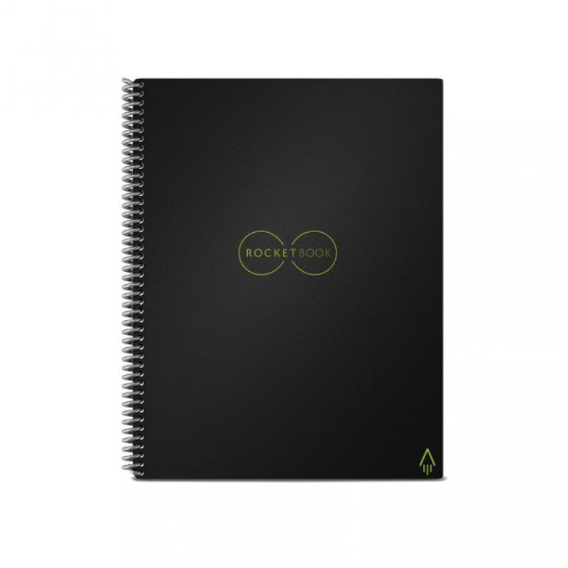 Rocketbook Core Smart Reusable Notebook - Black - Letter Size Eco-friendly Notebook (8.5" x 11") - 32 Dot-Grid Pages - Includes 1 Pen and Microfiber Cloth