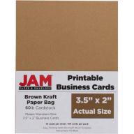 JAM Paper 3.5" x 2" Printable Business Cards, Brown Kraft,100-Pack