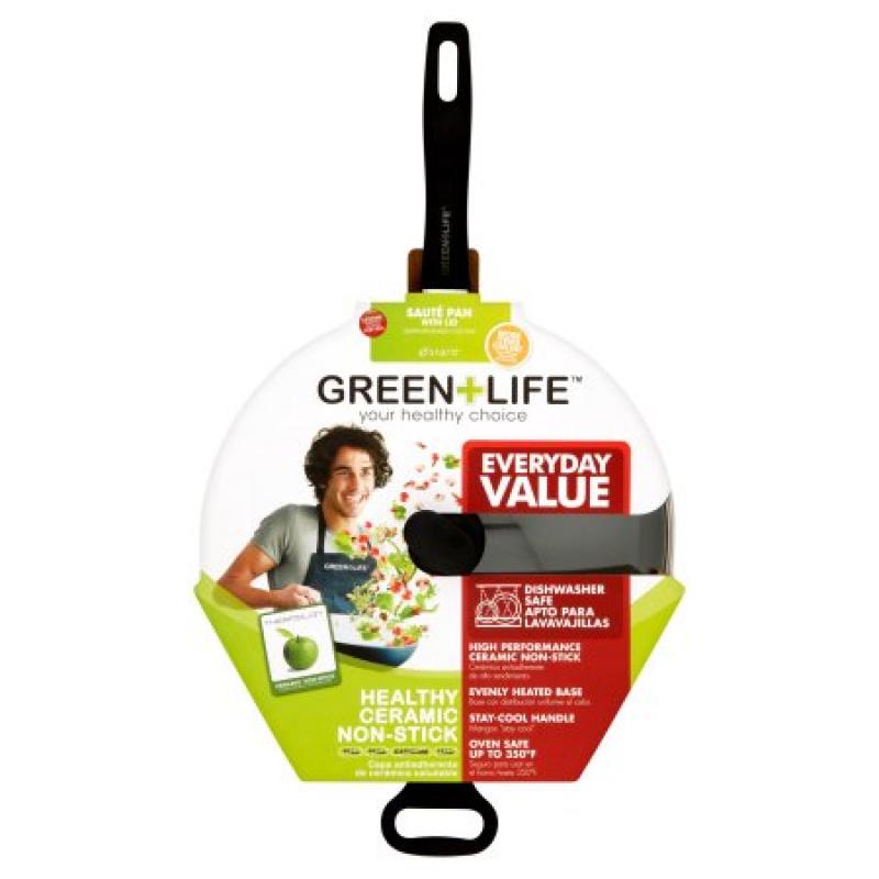 GreenLife Everyday Value Healthy Ceramic Non-Stick Jumbo Covered Skillet, Black