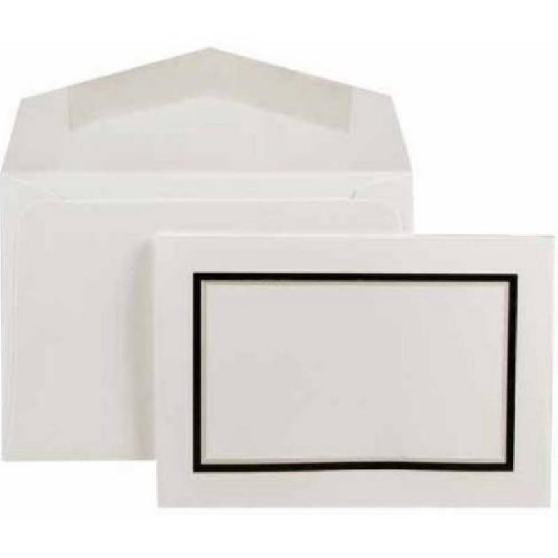 JAM Paper Small Stationery Sets with Black Border and Matching Envelopes, White, 100-Pack