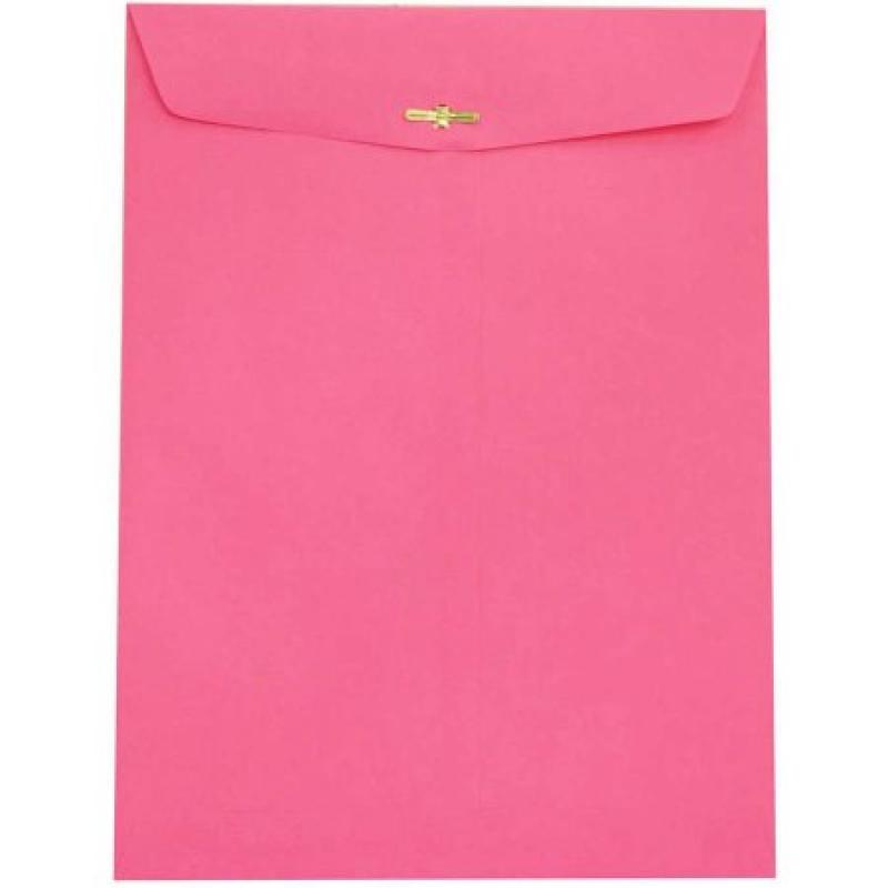 JAM Paper 9" x 12" Open End Catalog Clasp Paper Envelopes, Ultra Fuchsia Pink, 10pk