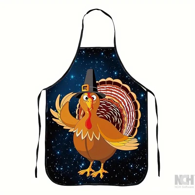 Festive Holiday Turkey Apron - Waterproof, Oil-Resistant, and Stain-Free Polyester Woven Kitchen Apron with Adjustable Neck Strap for Comfortable Holiday Cooking, Baking, and Serving - Perfect for Thanksgiving and Christmas Celebrations