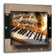 3dRose Abstract Jazz Instruments, Wall Clock, 15 by 15-inch