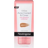 Neutrogena Oil-Free Acne Moisturizer Correct & Cover Pink Grapefruit, Fair To Light, 1.7 Fl. Oz